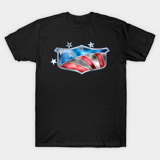 Flag Shield- Brushed Steel T-Shirt by Veraukoion